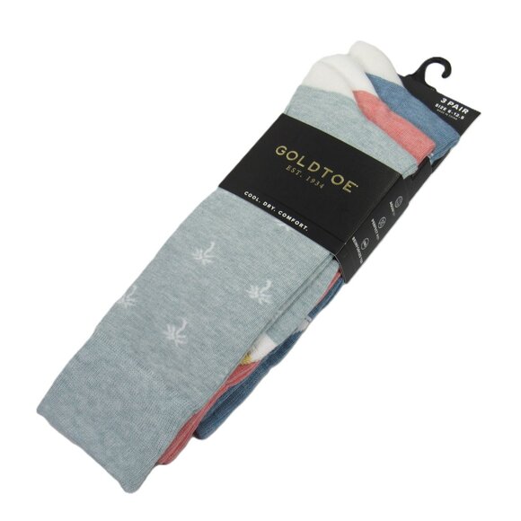 Gold Toe Men's Nautical Socks 3 Pair Palm/Lobster/Boat Pastel Combo One Size - Picture 2 of 6